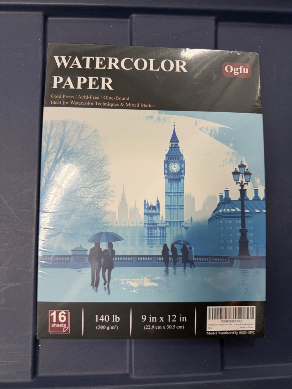 Watercolor Paper cold press acid free glue bound Pad - 9 x 12 in, 140 lb new